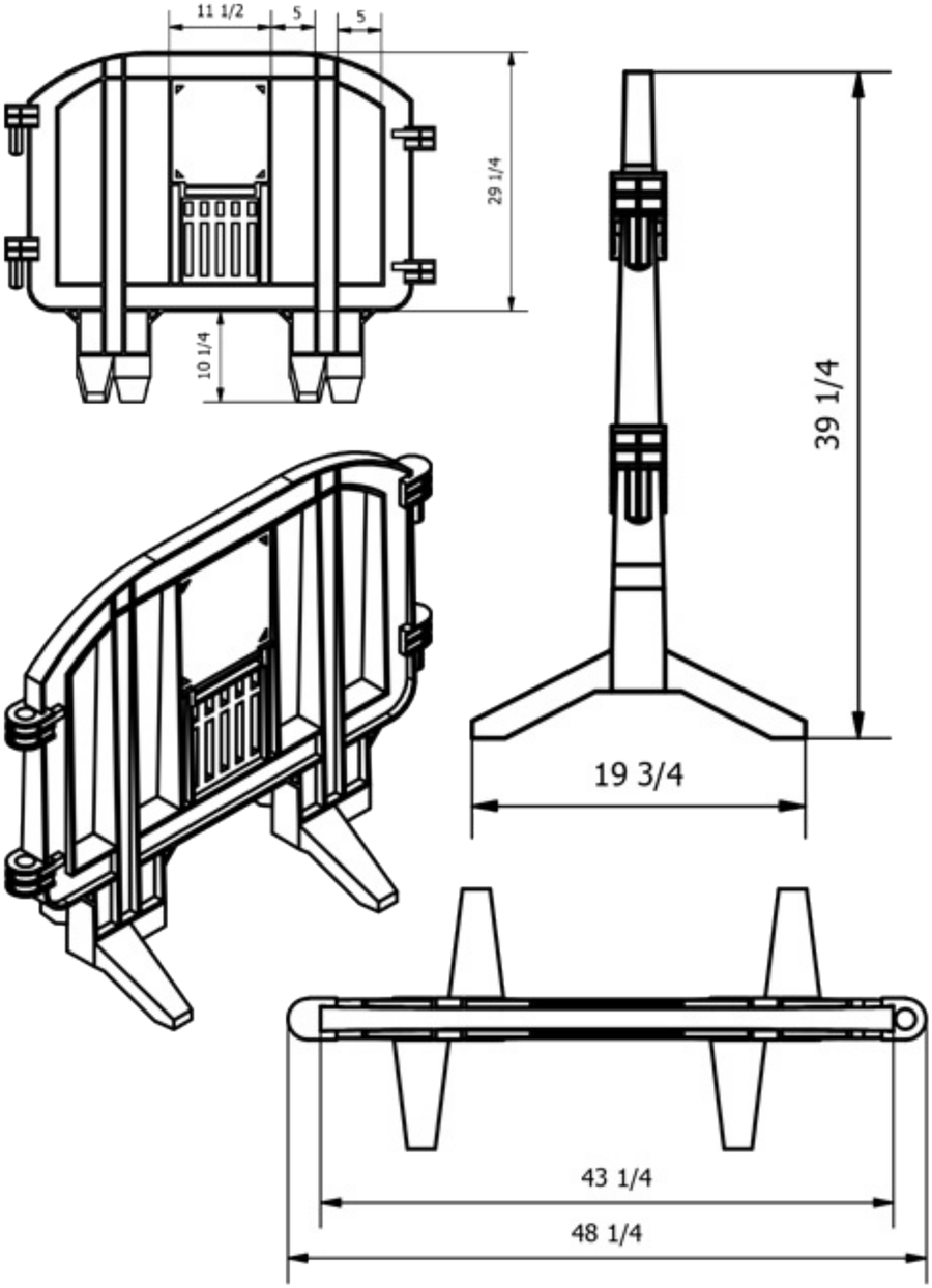 Minit barricade measurement diagram