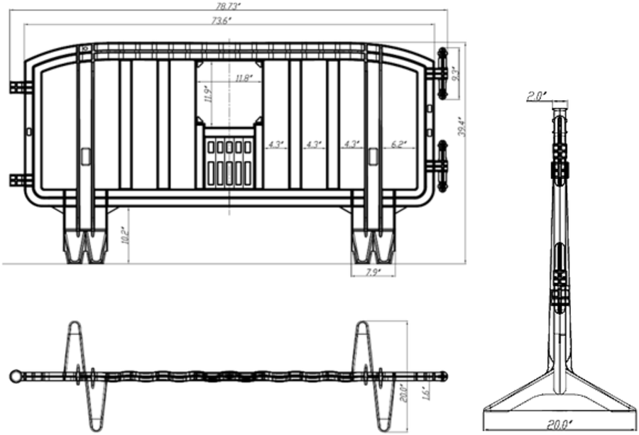 Movit barricade measurement diagram