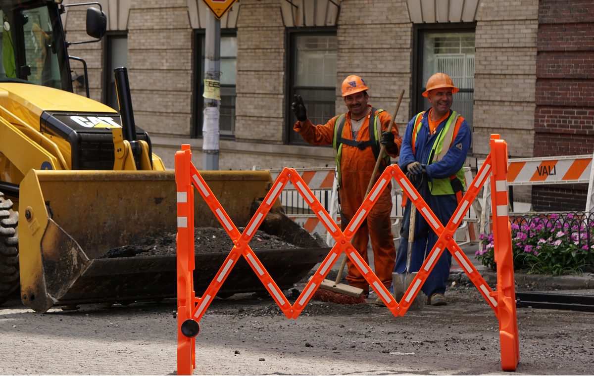 Multi-Gate barriers at a road construction site