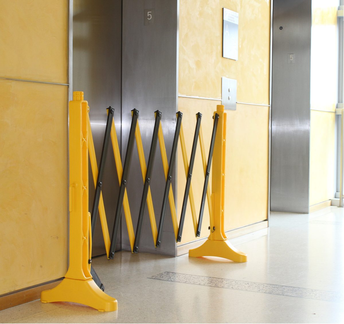 Xpandit barricade blocking an elevator